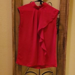 Red high neck blouse